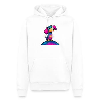 Colorful Heart Dog Pop Art - Men’s Premium Organic Hoodie - white - Front - Nico (187cm)