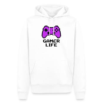 Knalliger Gamer Life Controller - Männer Premium Bio Hoodie - Weiß - Vorne - Nico (187cm)
