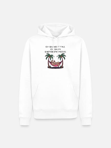 Faultier in Palmen-Hängematte - Männer Premium Bio Hoodie - Weiß