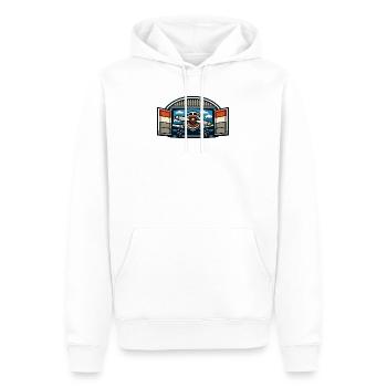 Retro Propeller Flugzeug Hangar - Männer Premium Bio Hoodie - Weiß - Vorne - Nico (187cm)