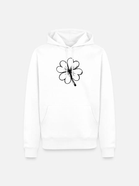 Kleeblatt Glück - Illustration - Männer Premium Bio Hoodie - Weiß