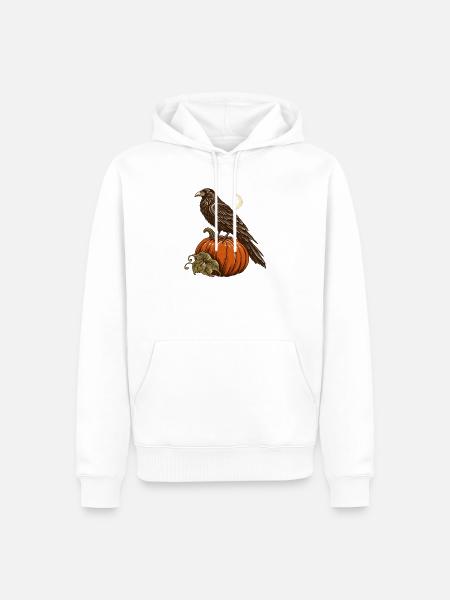 Rabe auf dem Kürbis - Männer Premium Bio Hoodie - Weiß