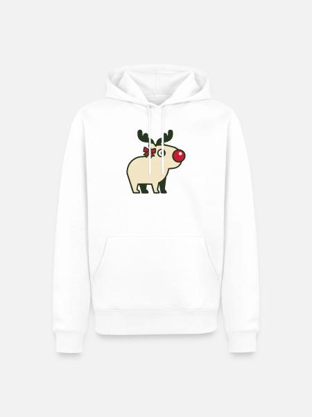 Rentier Rote Nase Icon - Männer Premium Bio Hoodie - Weiß