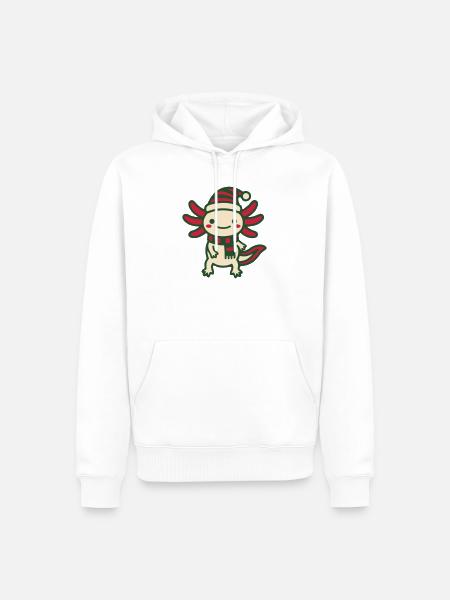Weihnachts Axolotl Clipart - Männer Premium Bio Hoodie - Weiß
