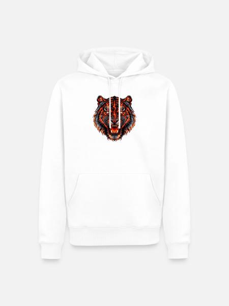 Brennender Lava-Tiger - Männer Premium Bio Hoodie - Weiß