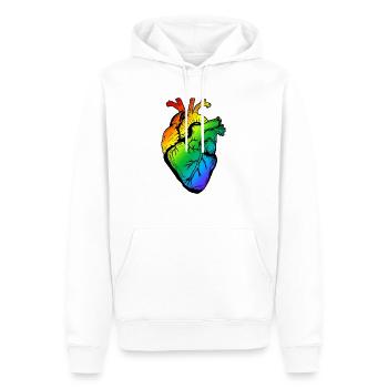 Coeur arc en ciel - Sweat à capuche Premium bio Homme - blanc - Devant - Nico (187cm)