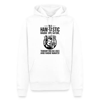 Ham-tastic Radio Operator Transmitting Dad Jokes - Men’s Premium Organic Hoodie - white - Front - Nico (187cm)