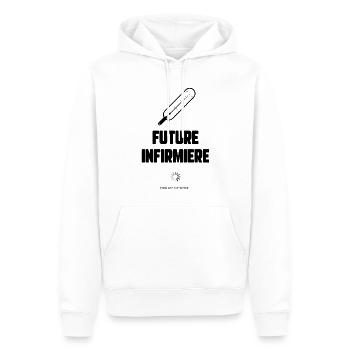 Future infirmière - Sweat à capuche Premium bio Homme - blanc - Devant - Nico (187cm)