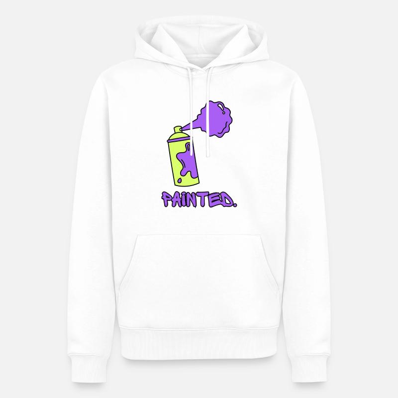 Peint - Vert/Violet - Sweat à capuche Premium bio Homme - blanc