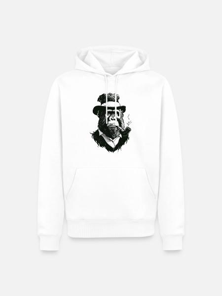 Lincoln Ape - Männer Premium Bio Hoodie - Weiß