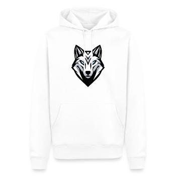 Logo tête de loup, symbole, emblème, tatouage - Sweat à capuche Premium bio Homme - blanc - Devant - Nico (187cm)