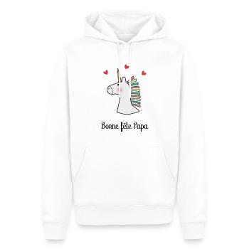 BONNE FÊTE PAPA. PAPA. FÊTE DES PÈRES. BONNE FÊTE - Sweat à capuche Premium bio Homme - blanc - Devant - Nico (187cm)