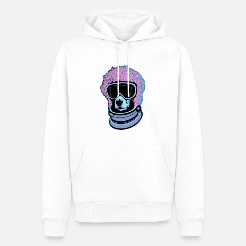 Synthwave Caniche Chien Chiot - Sweat à capuche Premium bio Homme - blanc