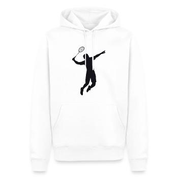 Joueur de badminton Silhouette Badminton - Sweat à capuche Premium bio Homme - blanc - Devant - Nico (187cm)