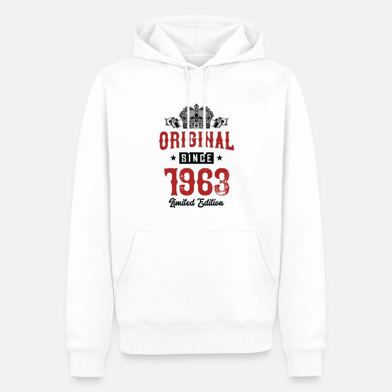1963 Édition limitée - Sweat à capuche Premium bio Homme - blanc