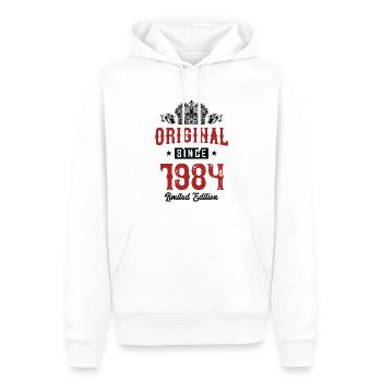 1984 limited edition - Männer Premium Bio Hoodie - Weiß - Vorne - Nico (187cm)