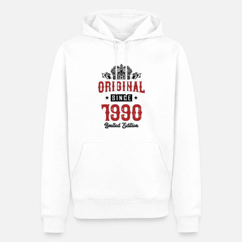 1990 Édition limitée - Sweat à capuche Premium bio Homme - blanc