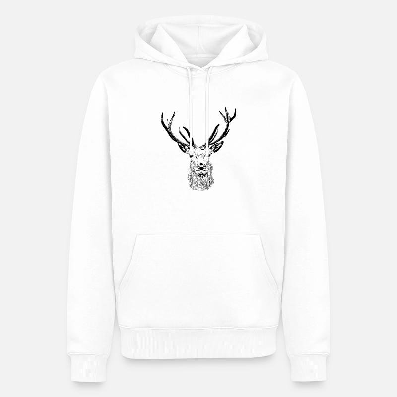 Cerf majestueux – sauvage et élégant - Sweat à capuche Premium bio Homme - blanc