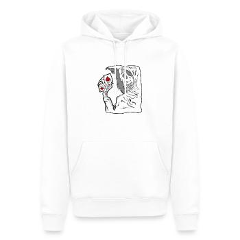 Spielkarten und der Sensenmann: Dunkler Showdown - Männer Premium Bio Hoodie - Weiß - Vorne - Nico (187cm)