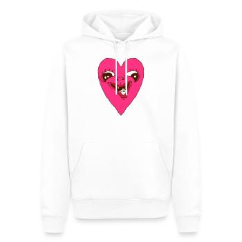 Herz Grimasse - Hässliches Herzgesicht - Männer Premium Bio Hoodie - Weiß - Vorne - Nico (187cm)