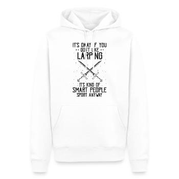 Larping Quote for Roleplaying and Larper - Men’s Premium Organic Hoodie - white - Front - Nico (187cm)
