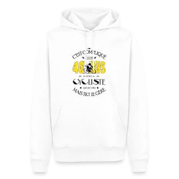 Cycliste 40 ans - Cadeau 40e Anniversaire - Sweat à capuche Premium bio Homme - blanc - Devant - Nico (187cm)