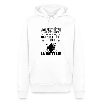 In my head I'm playing drums - Men’s Premium Organic Hoodie - white - Front - Nico (187cm)
