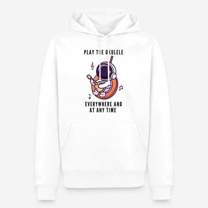 Design unique d’astronaute ukulélé - Sweat à capuche Premium bio Homme - blanc