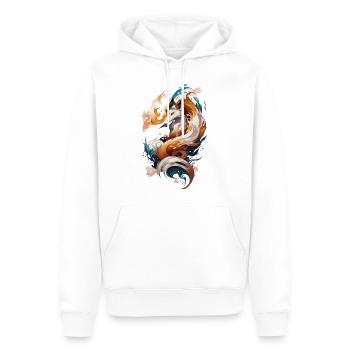 Waves of Fantasy: Elegant Japanese Kitsune Fox - Men’s Premium Organic Hoodie - white - Front - Nico (187cm)