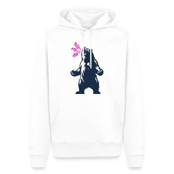 Néon ours rugissant - Sweat à capuche Premium bio Homme - blanc - Devant - Nico (187cm)