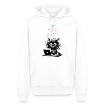 Chat Café Caféine Collègue de bureau Lundi Drôle - Sweat à capuche Premium bio Homme - blanc - Devant - Nico (187cm)