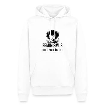 Feminismus oder Schlägerei - Männer Premium Bio Hoodie - Weiß - Vorne - Nico (187cm)