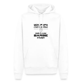Mon papa c'est le meilleur il a une barbe il pique - Sweat à capuche Premium bio Homme - blanc - Devant - Nico (187cm)