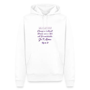 Mamie je t'aime - Sweat à capuche Premium bio Homme - blanc - Devant - Nico (187cm)