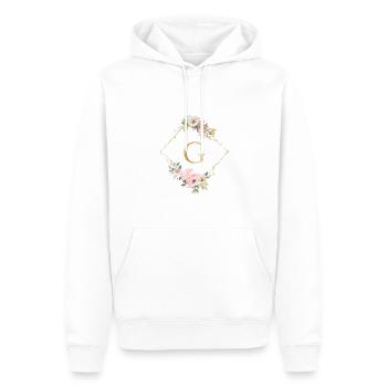 Customizable Monogram G Pastel Floral - Men’s Premium Organic Hoodie - white - Front - Nico (187cm)