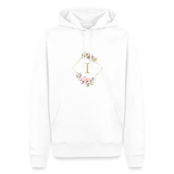Customizable Monogram I Pastel Floral - Men’s Premium Organic Hoodie - white - Front - Nico (187cm)