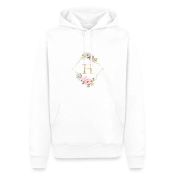 Customizable Monogram H Pastel Floral - Men’s Premium Organic Hoodie - white - Front - Nico (187cm)