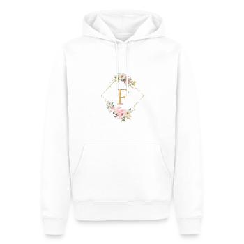 Customizable Monogram F Pastel Floral - Men’s Premium Organic Hoodie - white - Front - Nico (187cm)