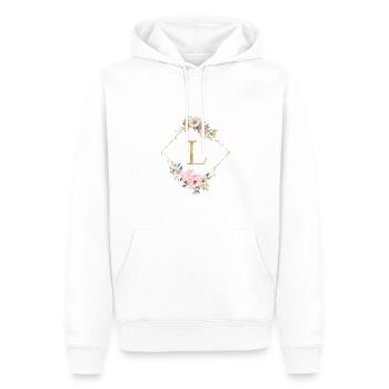 Customizable Monogram L Pastel Floral - Men’s Premium Organic Hoodie - white - Front - Nico (187cm)