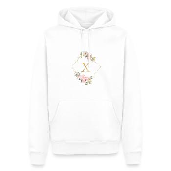 Customizable Monogram X Pastel Floral - Men’s Premium Organic Hoodie - white - Front - Nico (187cm)