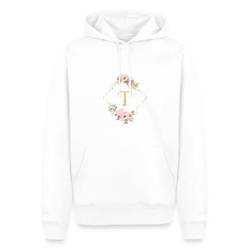 Customizable Monogram T Pastel Floral - Men’s Premium Organic Hoodie - white - Front - Nico (187cm)