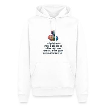 T-shirts Stoïcisme : L'inspiration à portée de soi - Sweat à capuche Premium bio Homme - blanc - Devant - Nico (187cm)