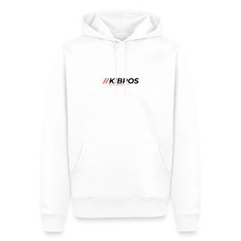 KIBROS Orange Schwarz Facebook Titelbild - Männer Premium Bio Hoodie - Weiß - Vorne - Nico (187cm)