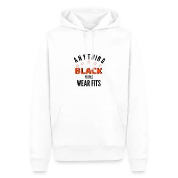 ALLES, WAS SCHWARZE MENSCHEN TRAGEN, PASST - Männer Premium Bio Hoodie - Weiß - Vorne - Nico (187cm)
