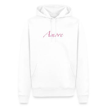 Amore - Sweat à capuche Premium bio Homme - blanc - Devant - Nico (187cm)