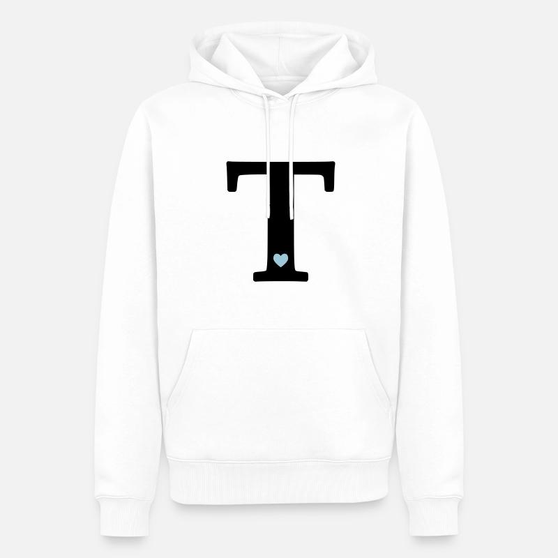 Buchstabe T Anfangsbuchstabe - Männer Premium Bio Hoodie - Weiß