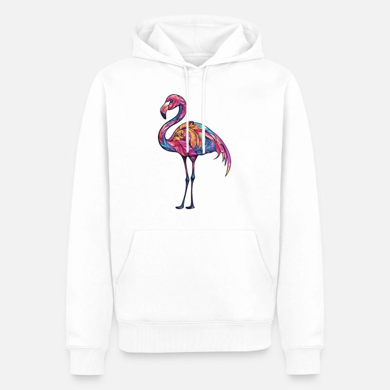 Flamingo Bunt - Männer Premium Bio Hoodie - Weiß