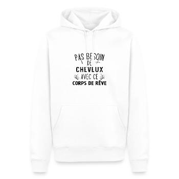 Pas besoin de cheveux avec ce corps de rêve chauve - Sweat à capuche Premium bio Homme - blanc - Devant - Nico (187cm)