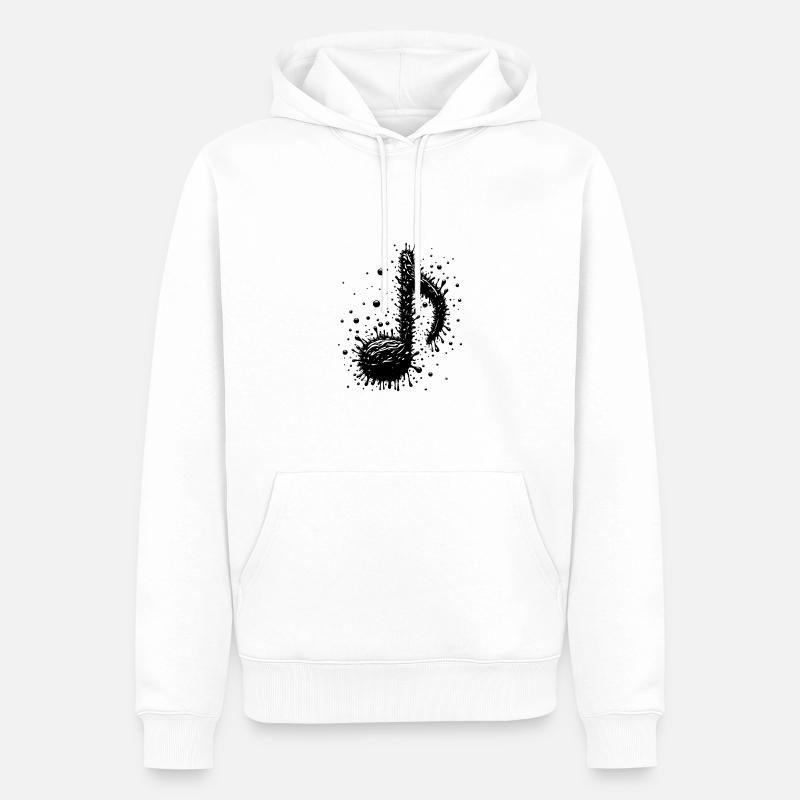 Drops de notes de musique d’éclaboussure - Sweat à capuche Premium bio Homme - blanc