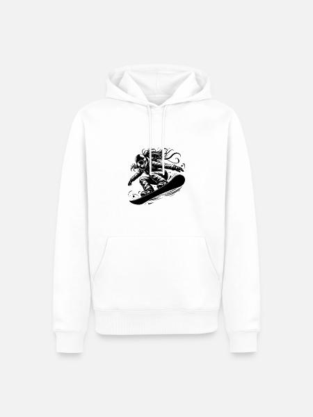 Pulverschnee und Snowboarding - Männer Premium Bio Hoodie - Weiß